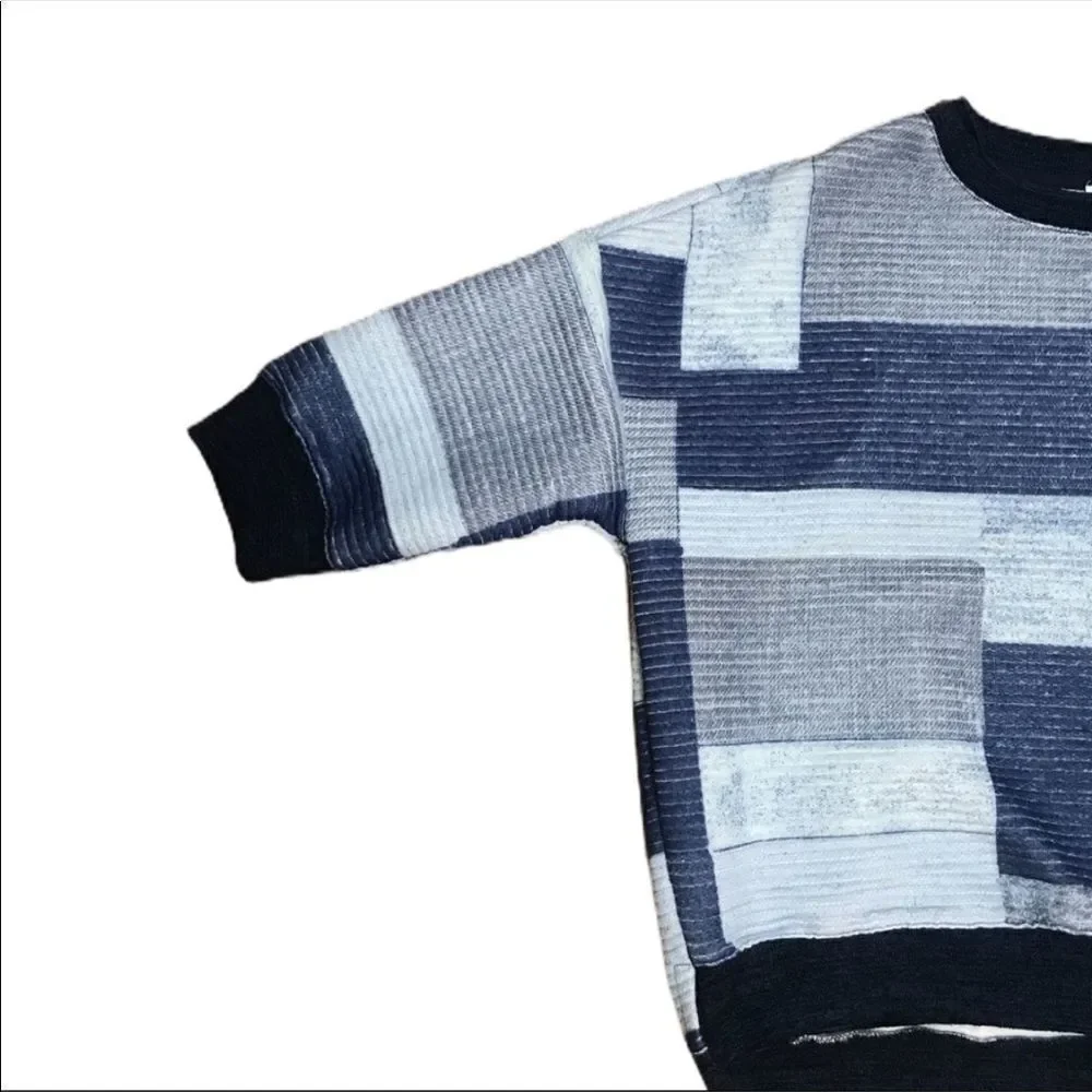 ✨ Zara Trafaluc Blue Square Ribbed Sweatshirt ✨